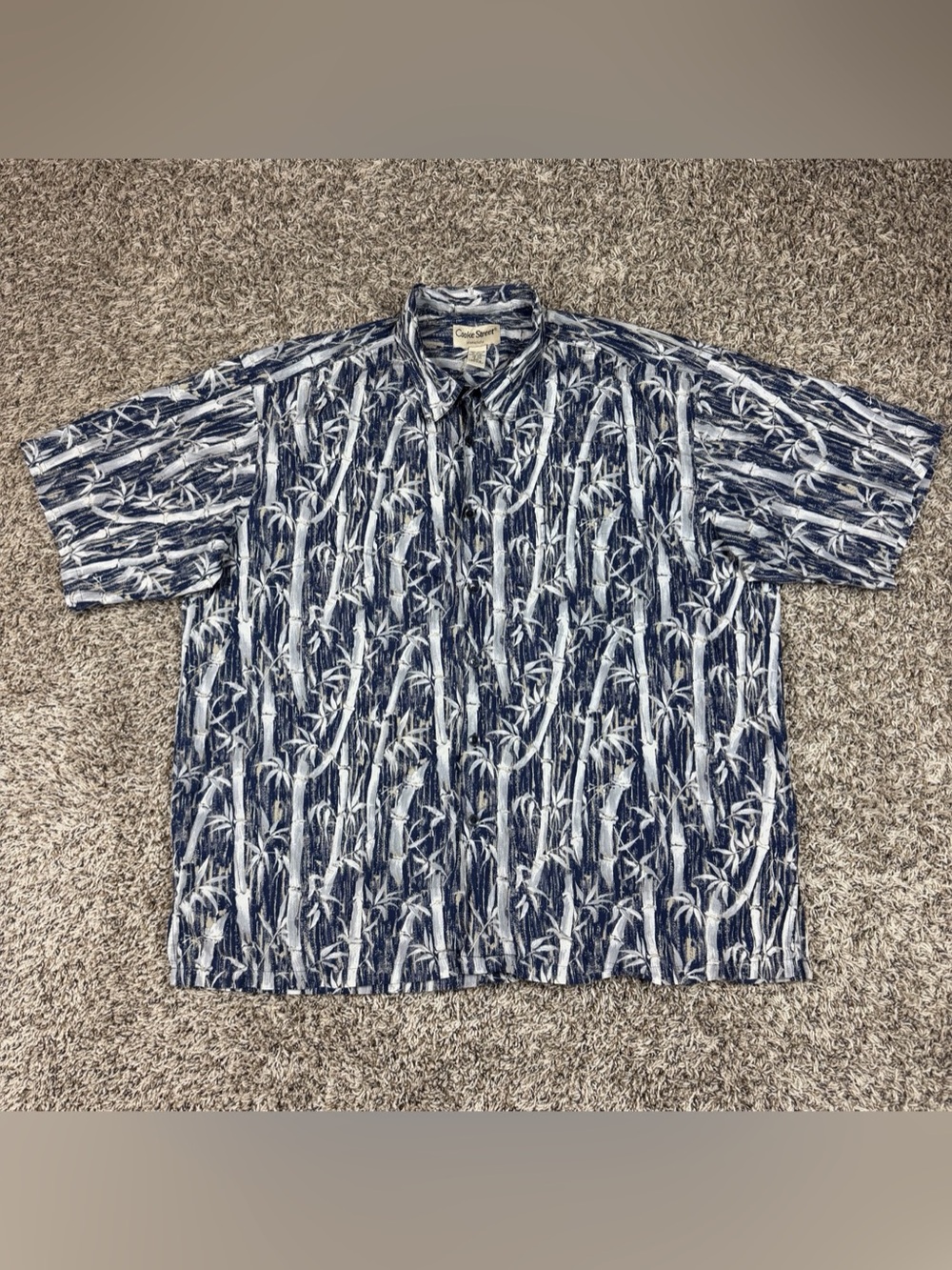 Cooke Street Vintage Hawaiian Button Up Shirt 100% Cotton Blue Bamboo 2XL